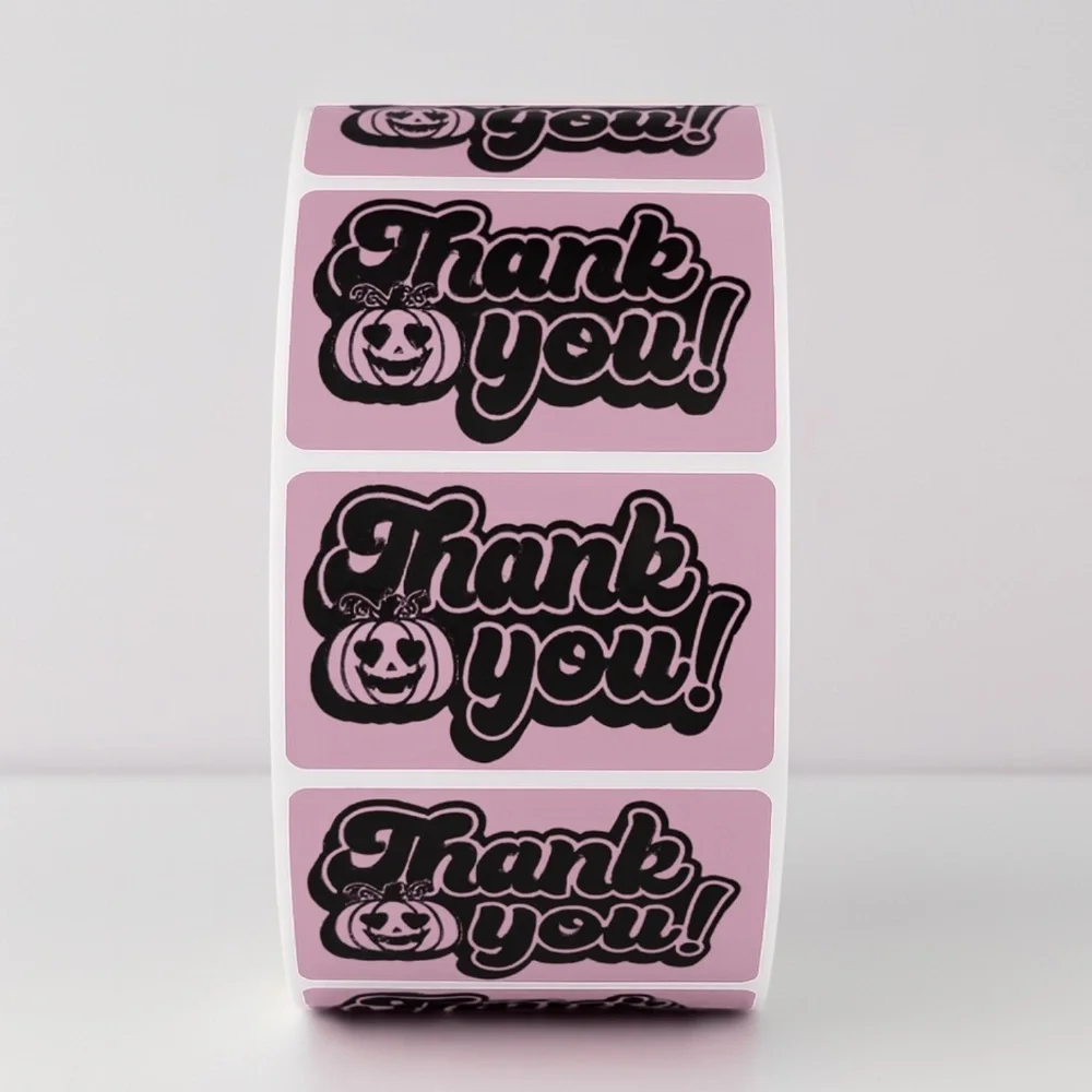 Halloween Thank You Stickers | Pumpkin Labels for Fall Packaging & Gifts